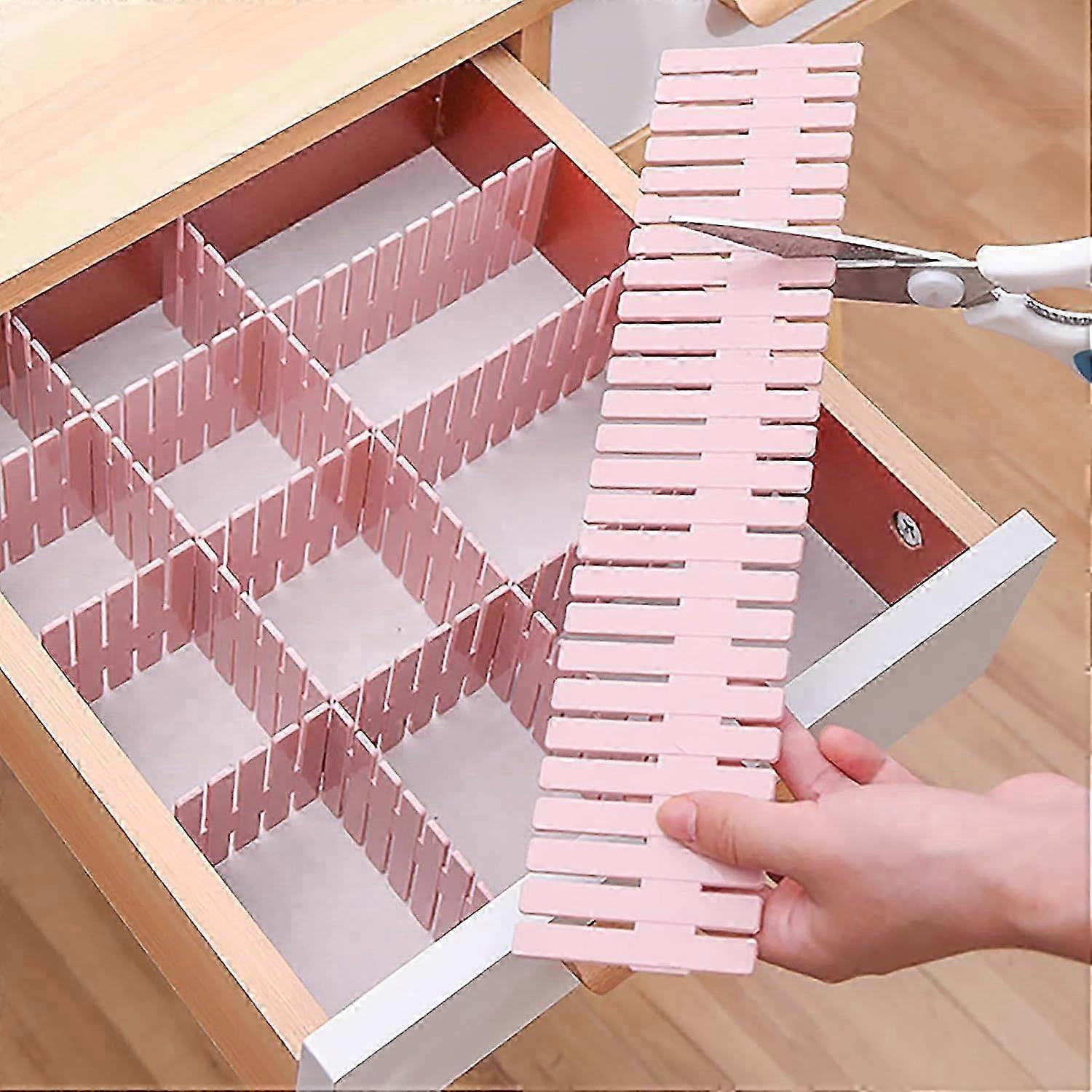 מחיצה למגירה 16 חלקים, מארגן אחסון מגירה מתכוונן מחיצה ביתית גמישה