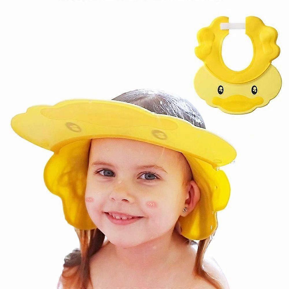 Shower Cap For Kids, Adjustable Head Circumference Yellow Soft Material Eye Protection