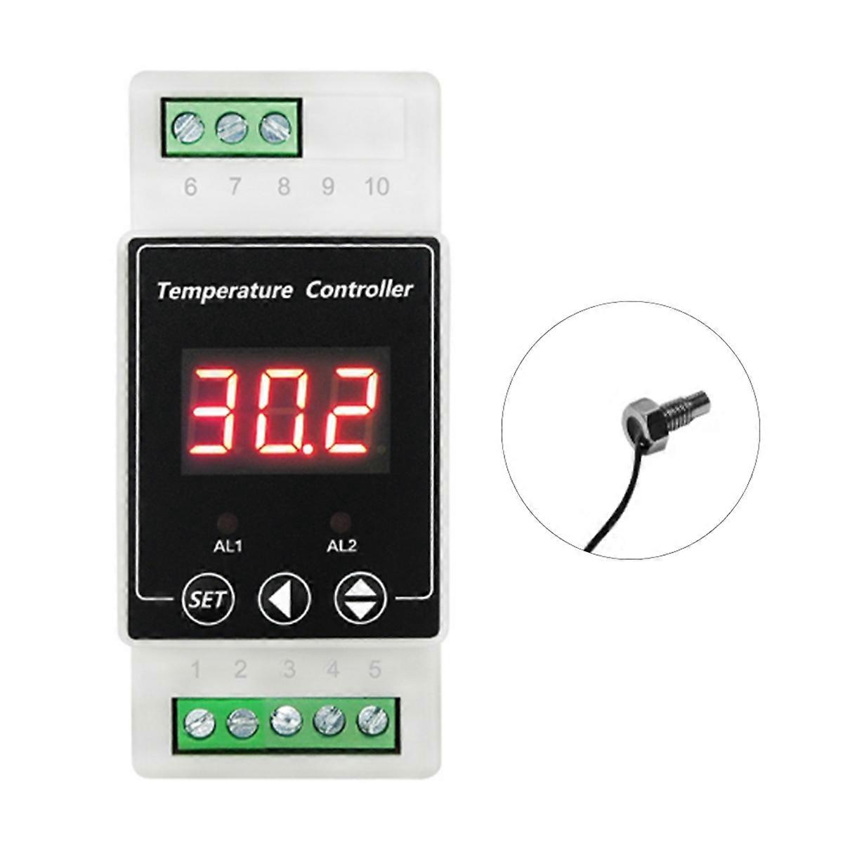 LED Rail Thermostat AC220V 2-Way Relay Din Rail Mounted Controller Heating and Cooling Temperature