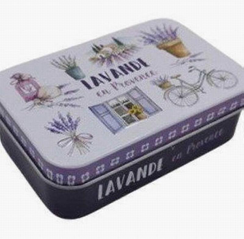 Metal soap tin with print Lavande en Provence