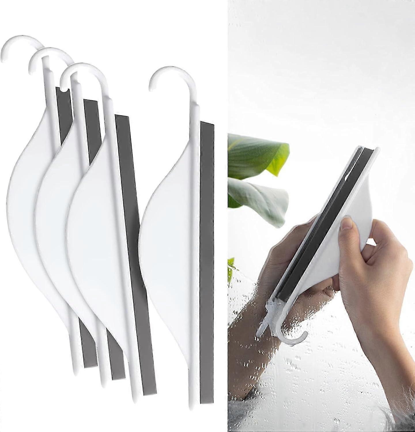 4 Pack Mini Silicone Shower Squeegee with Hanging Hook for Shower Doors, Windows, Mirrors, Kitchen Counter