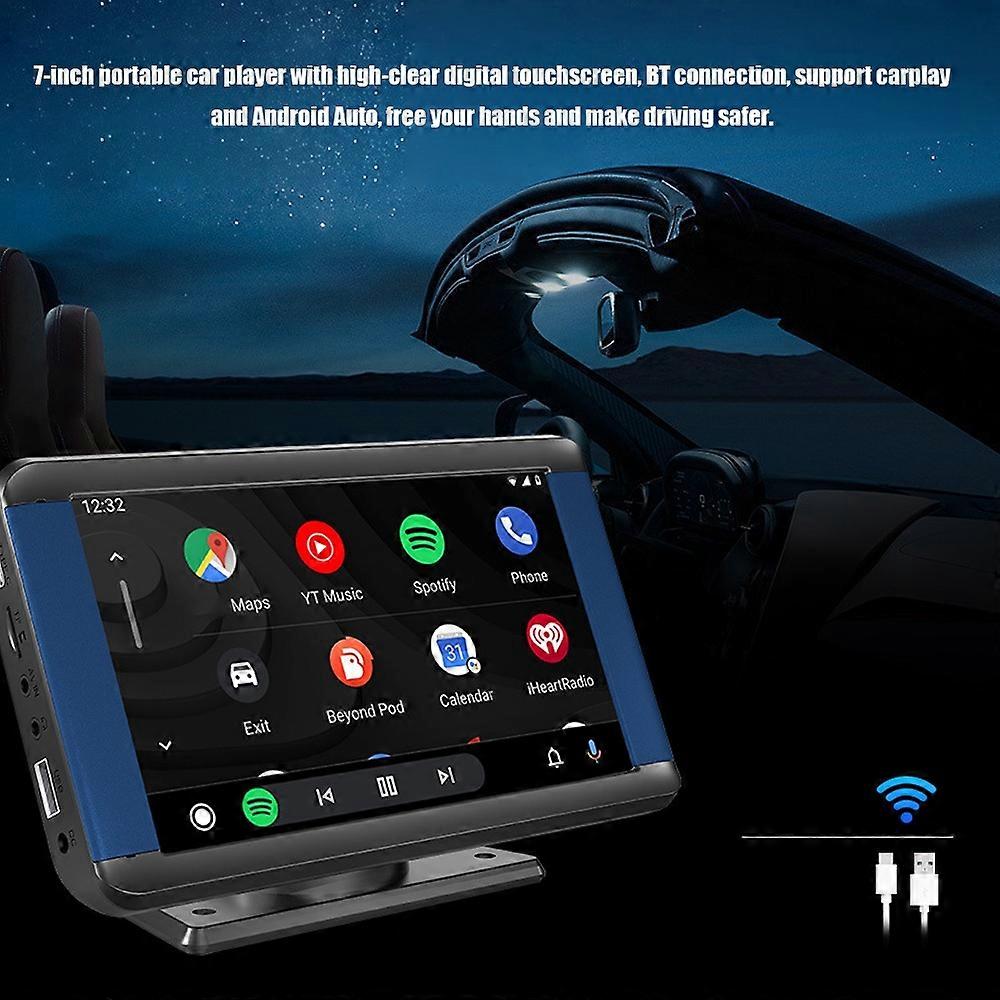 7 Inch Car Stereo BT MP5 Player FM Radio Receiver with Carplay Android Auto Support USB/TF Card/AUX-