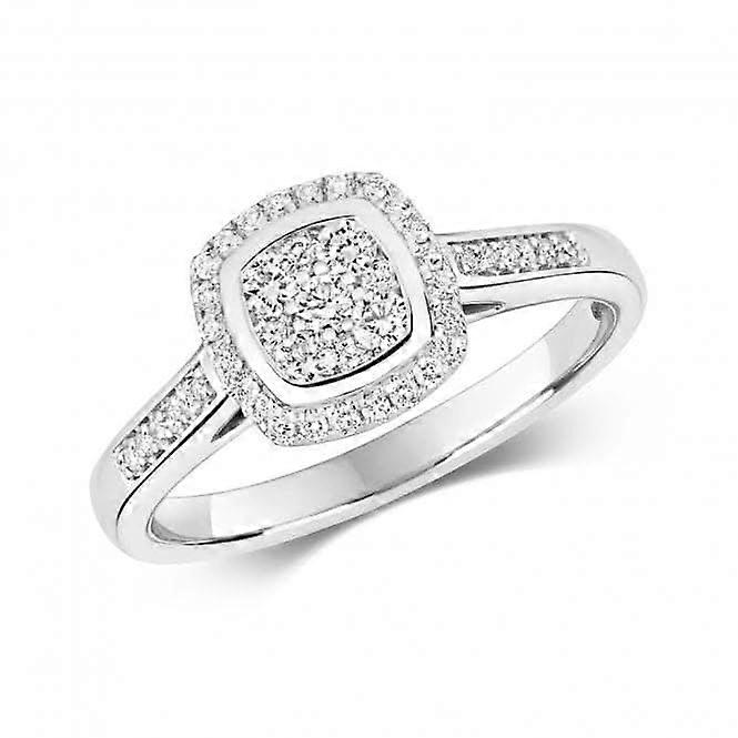 Diamond Jewellery 9ct White Gold Diamond Cluster Ring RD641W