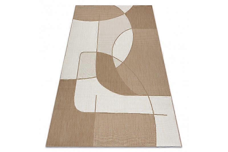 FLAT 48982265 Sisal carpet Geometric - natural beige straw color, string