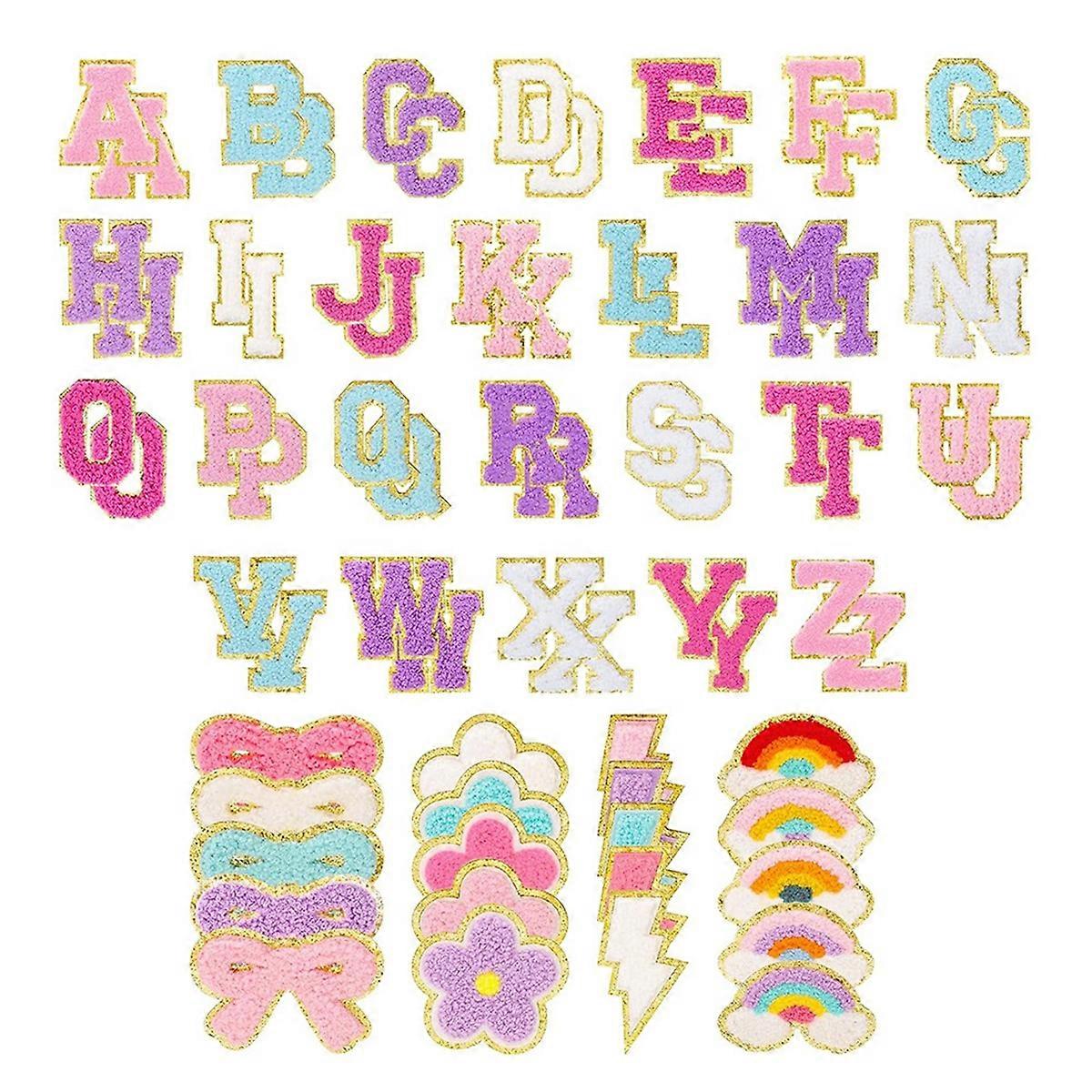 72 Pcs Embroidered Chenille Patches Self Adhesive for DIY Clothing