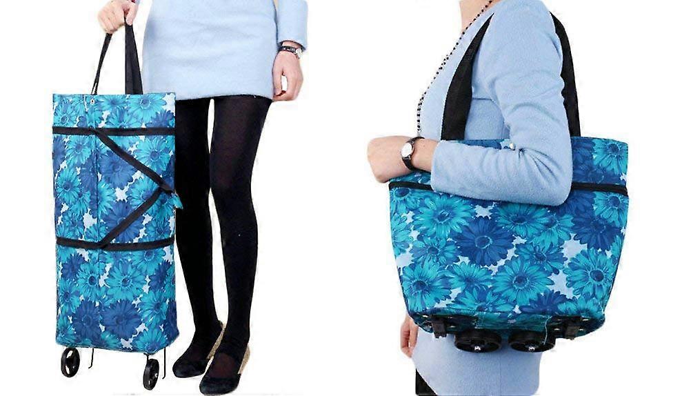 Large Size Collapsible Reusable Shopping Trolley Bags for Grocery, Eco-Friendly Fabric, Multi-Use Design, Strong Handles
