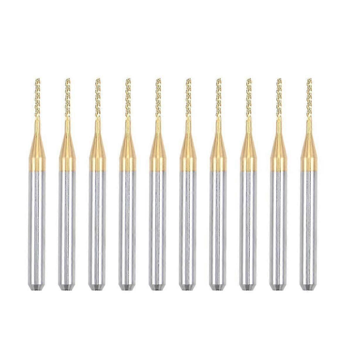10PCS Titanium Coat Carbide End Mill Engraving Milling Cutter CNC Router Bits for PCB Machine, 1/8 Inch Shank 1Mm