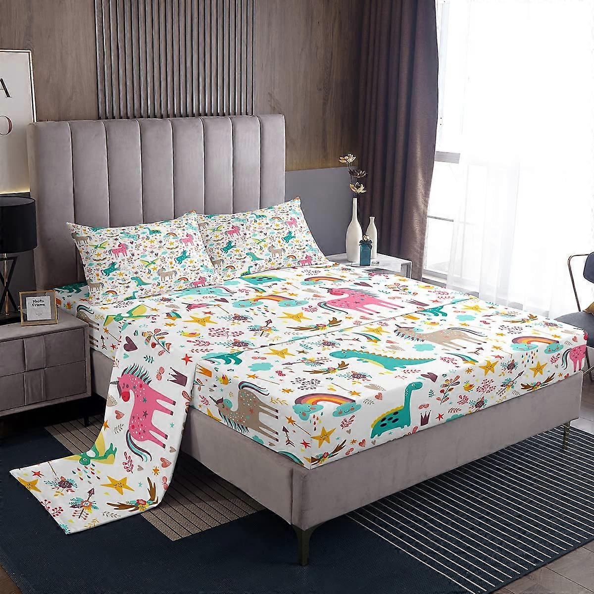 Cute Colorful Twin Size Bed Sheets Set for Kids Room Decor, Soft Microfiber Bedding, Perfect Gift Idea