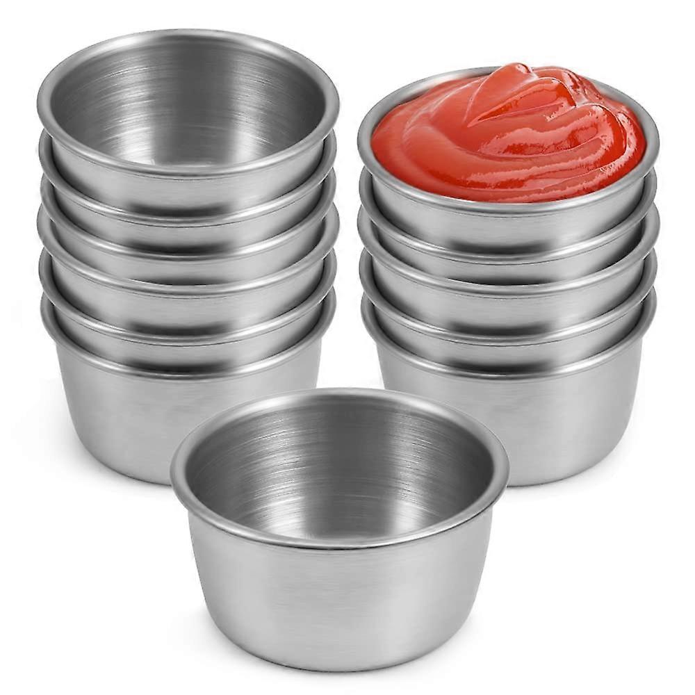 Ramekin Sauce Dipping Bowl 40ml Mini Stainless Steel Condiment Cups for Home Party 12 Pack Silver