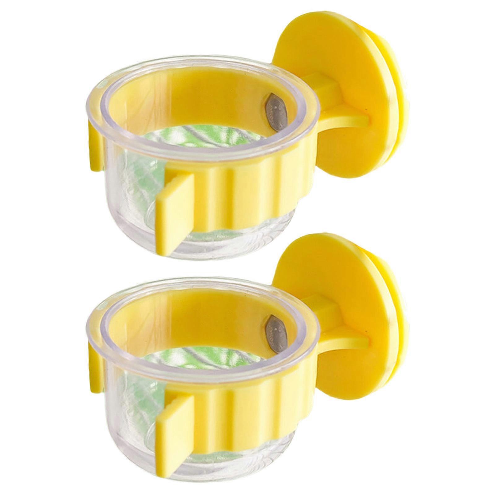 2Pieces Durable PET Bird Bowls Feeding Cup With Clips For Cockatiels Parakeets Macaws Finches Lovebirds Small Animals  Yellow
