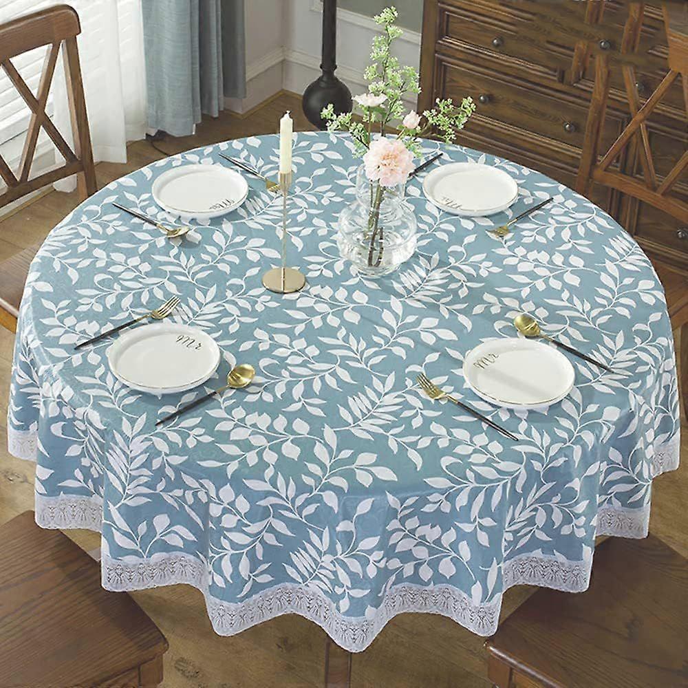 Round Tablecloth Wipe Clean 180cm Waterproof Wrinkle Free Stain Resistant Washable Polyester Table Cloth Tablecloths PVC for Circular Table for Dinnin