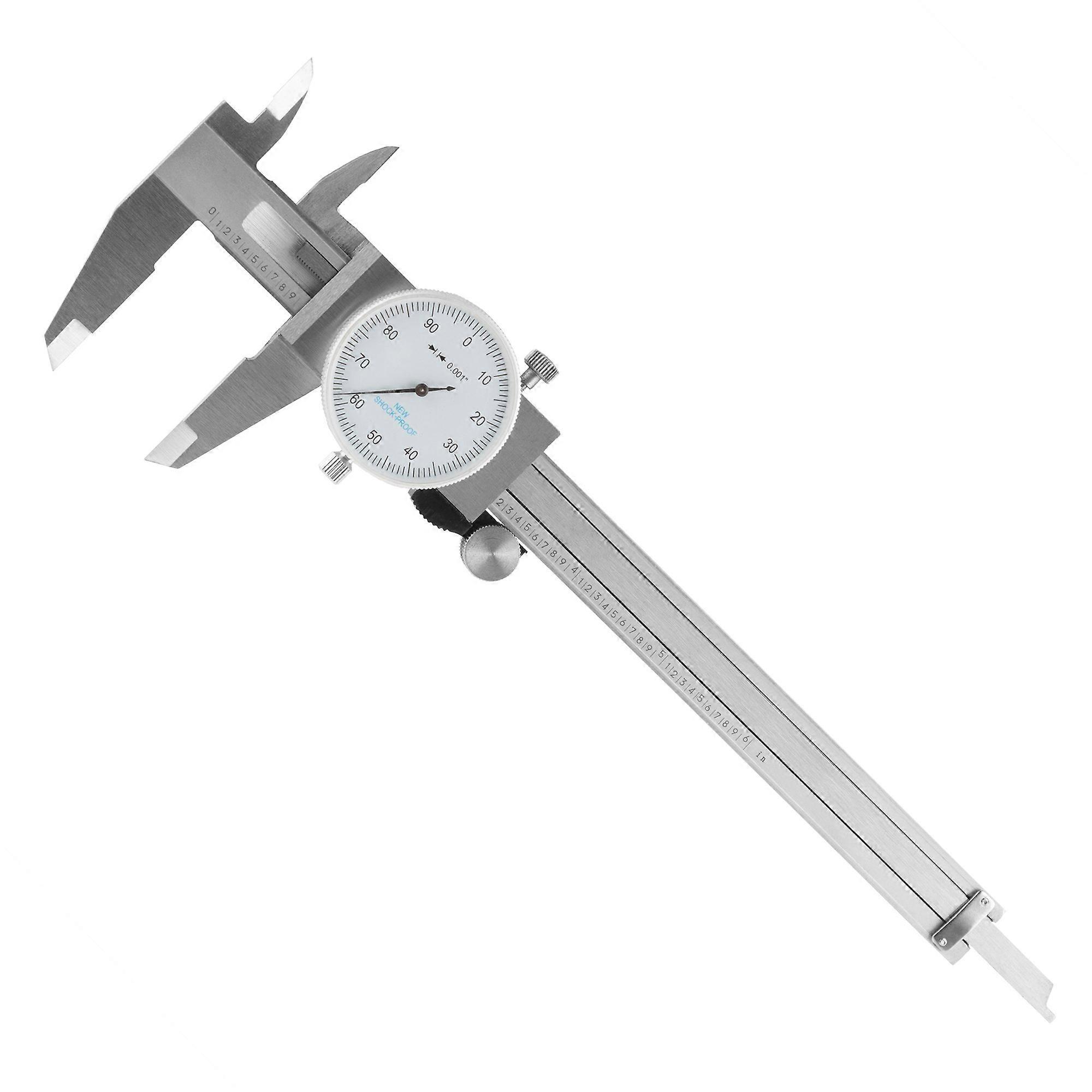 Dial Caliper Stainless Steel Shock Proof Tool With Plastic Carry Case 0-6 Inch Measuring Range For Accurate Measurements