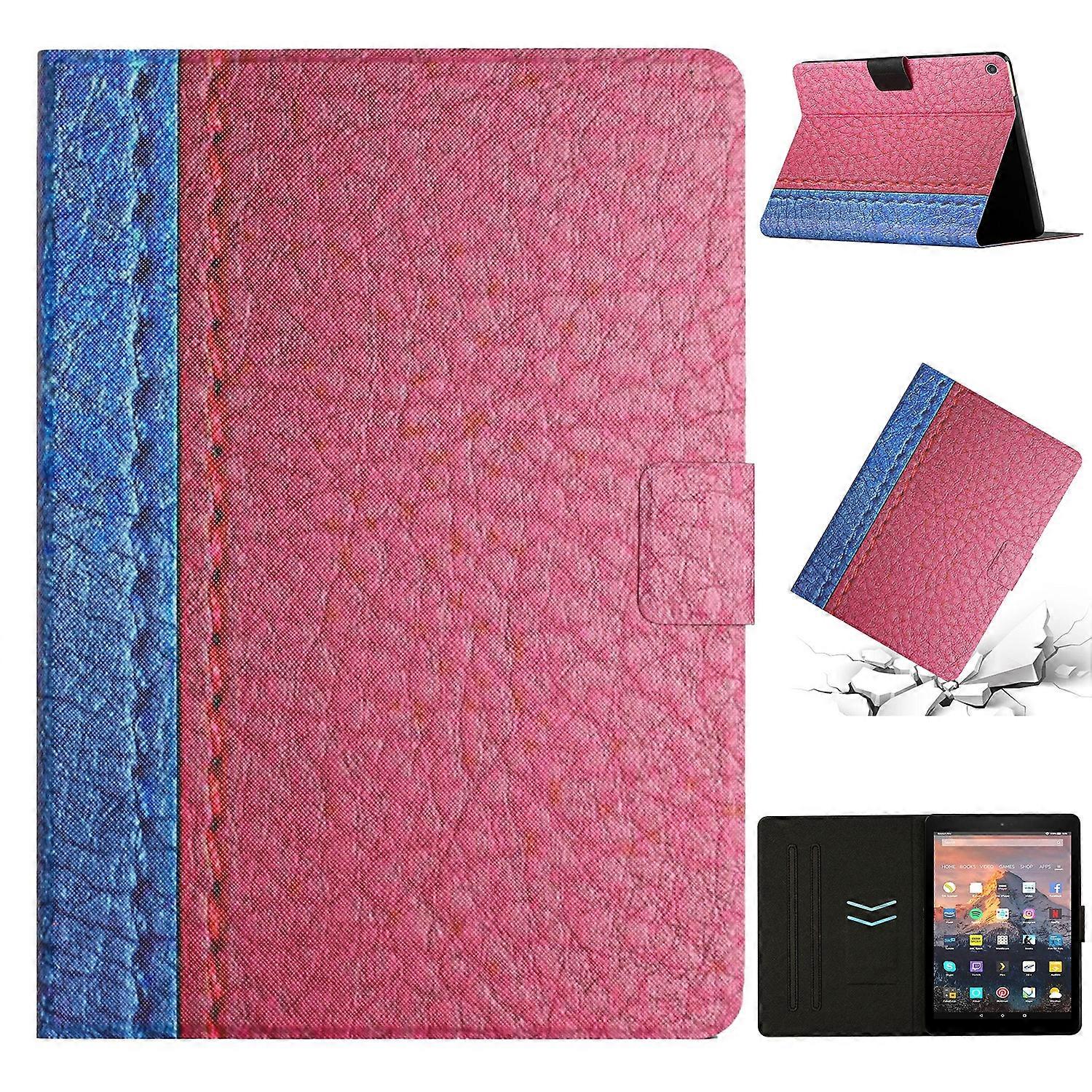 For Amazon Kindle Fire HD 8 2018/2017/2016 Stitching Solid Color Smart Leather Tablet Case