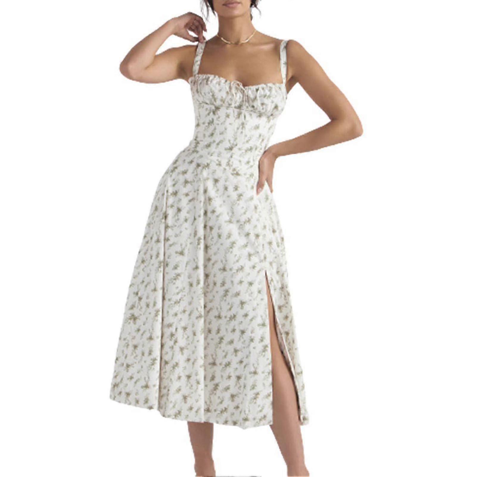 Vintage-Inspired Bustier Sundress with Drawstring Closure and Feminine Lace