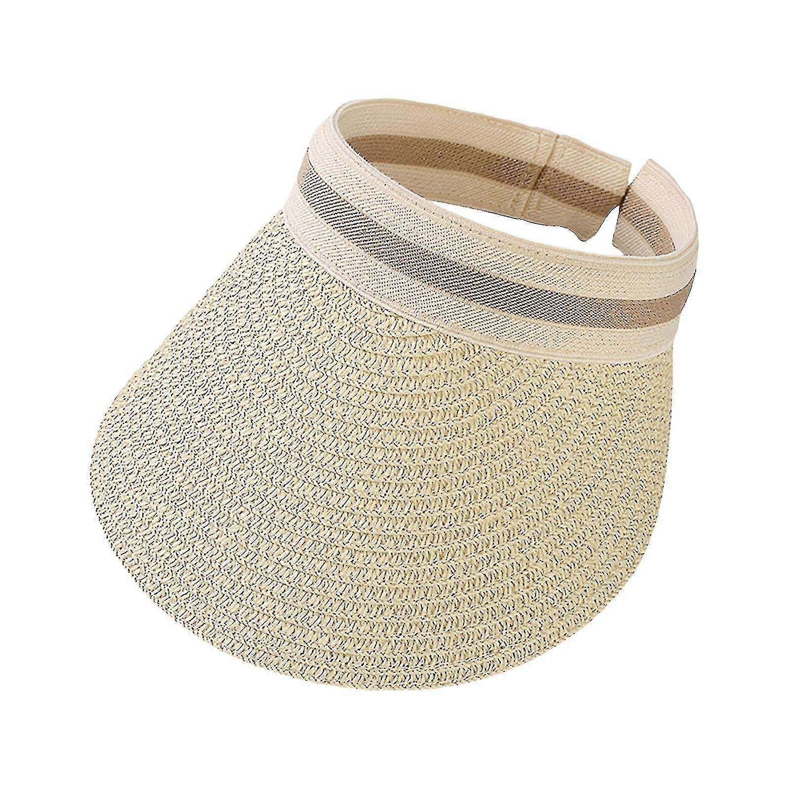 Sun Hat Adjustable Uv Protection Breathable Straw Weaving Visor Hat For Summer