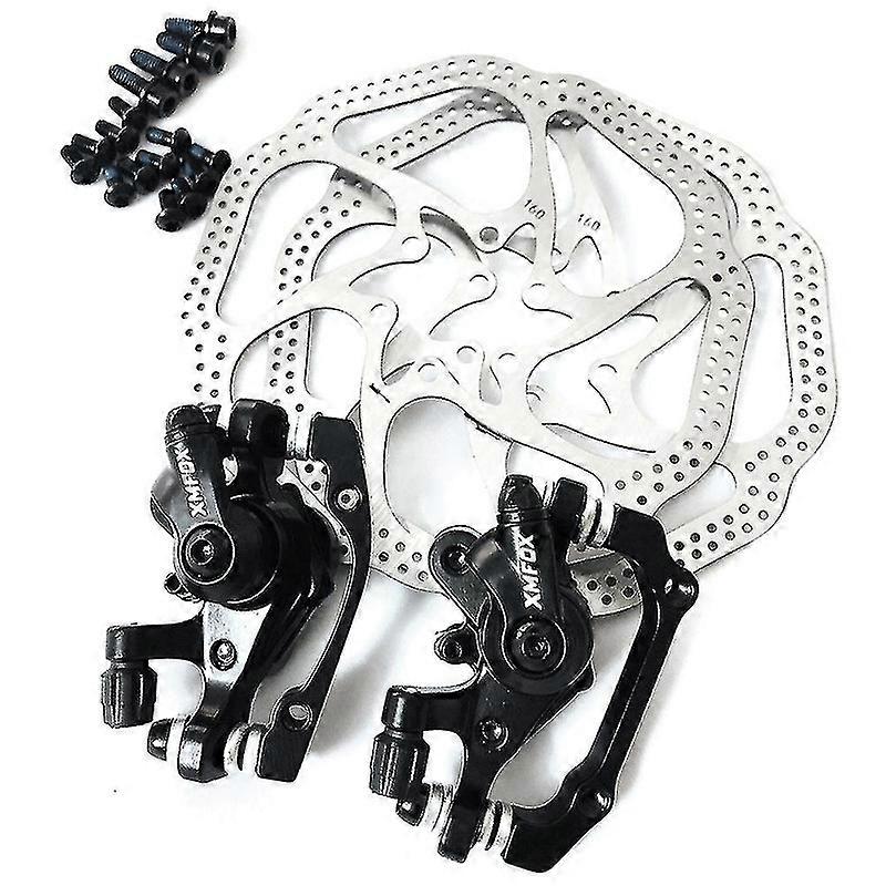 XMFOX Bisiklet Makinaları Disk Fren Seti Kelepçesi Dağ Bisikleti Fren Makineleri Disk Fren Ön Arka Disk Kelepçesi ve Rotor - siyah