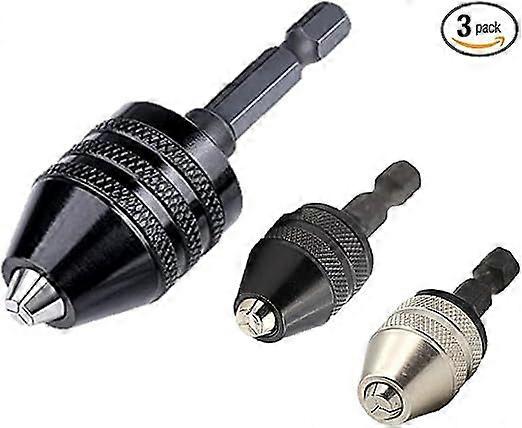 Drill Chuck Adapter for Impact Driver - 3Pcs Mini Drill Chuck Adapter, Keyless Chuck for Impact Driver (0.6-8mm,0.3-3.6mmX2)