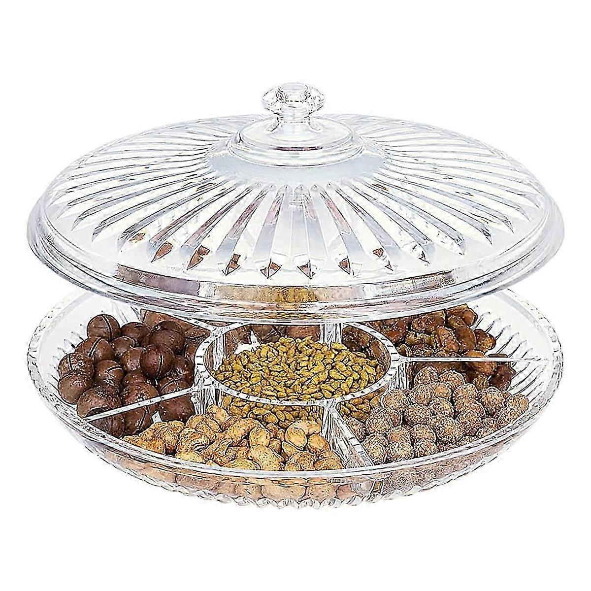 Creative Acrylic Multi Sectional Snack Serving Tray Set with Lid (Six Sections) &My