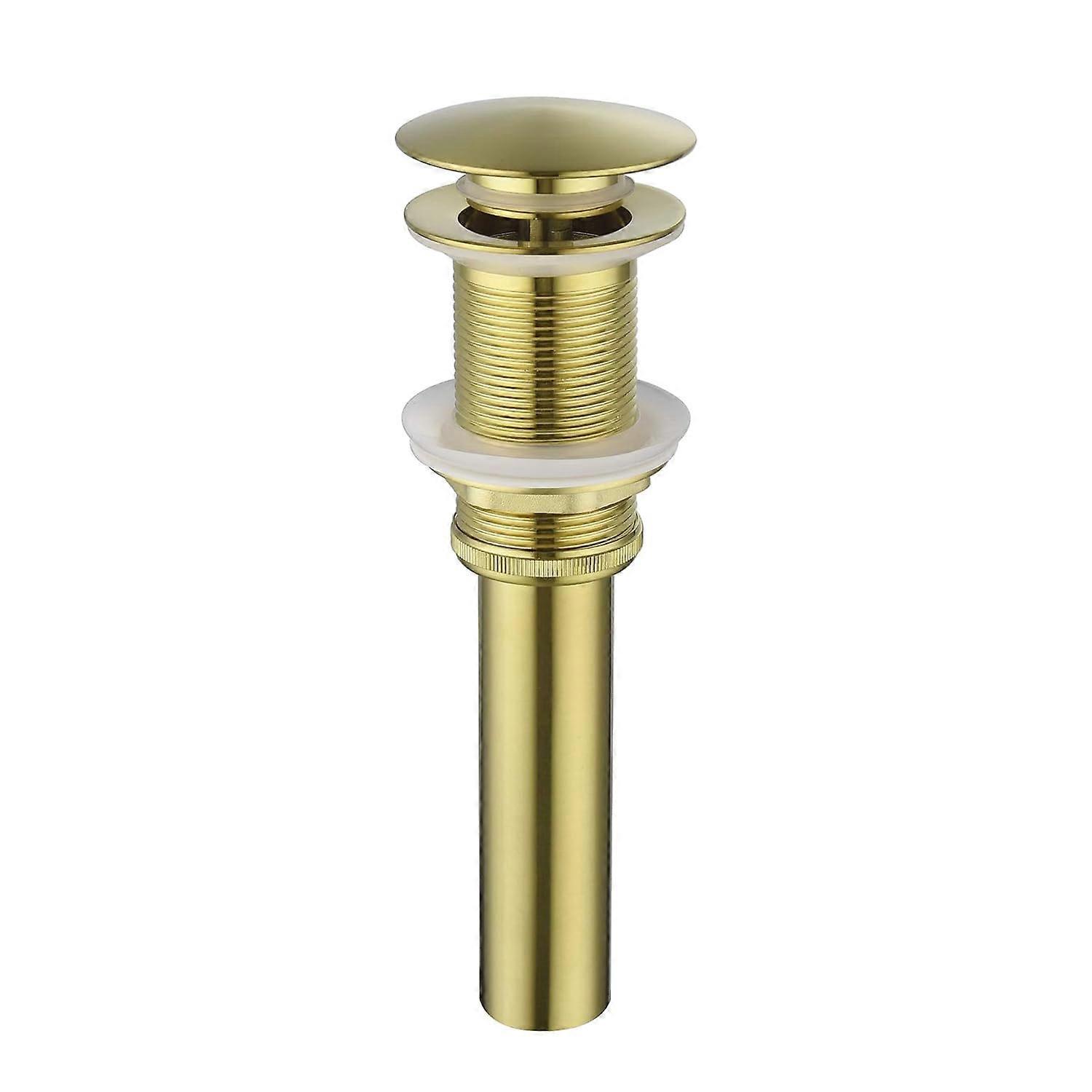 Bathroom Sink Drain Without Overflow, 304 Stainless Steel with Up Drain Stopper, Brushed Gold Finish