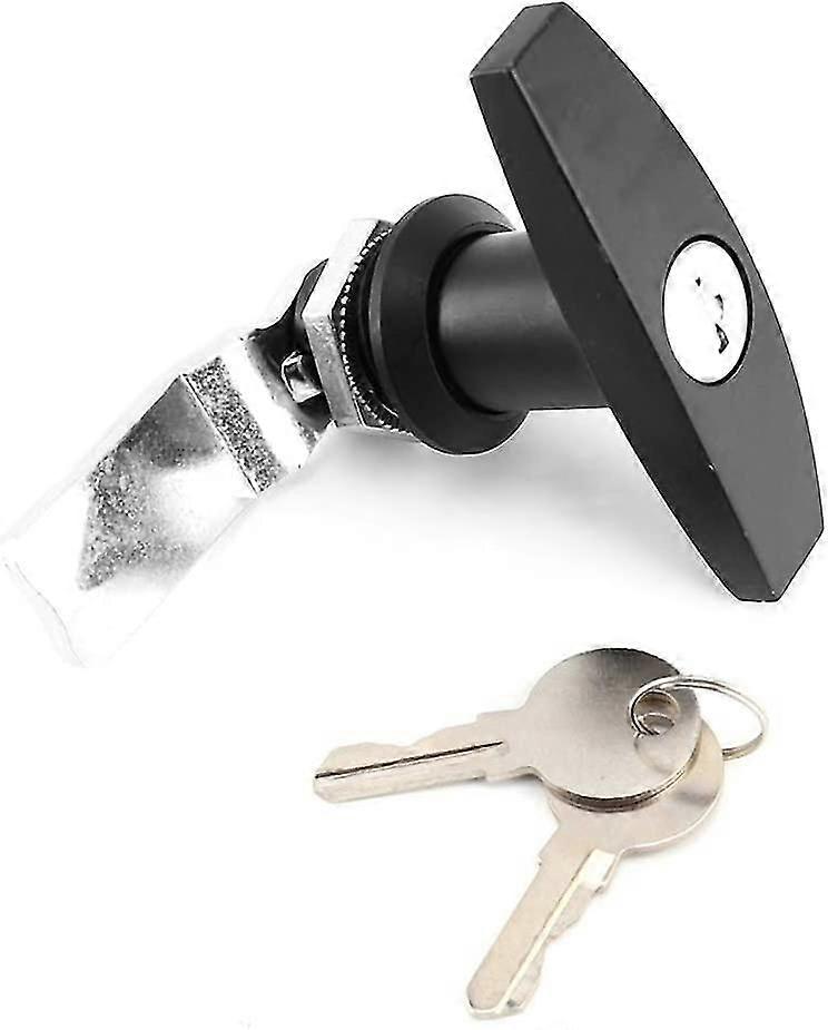 T-Handle Lock Rear Fix T-Lock Truck T-Lock Tool Box Garage Door Lock with Key Replacement Trailer Caravan Top (Black) 1 Pc)