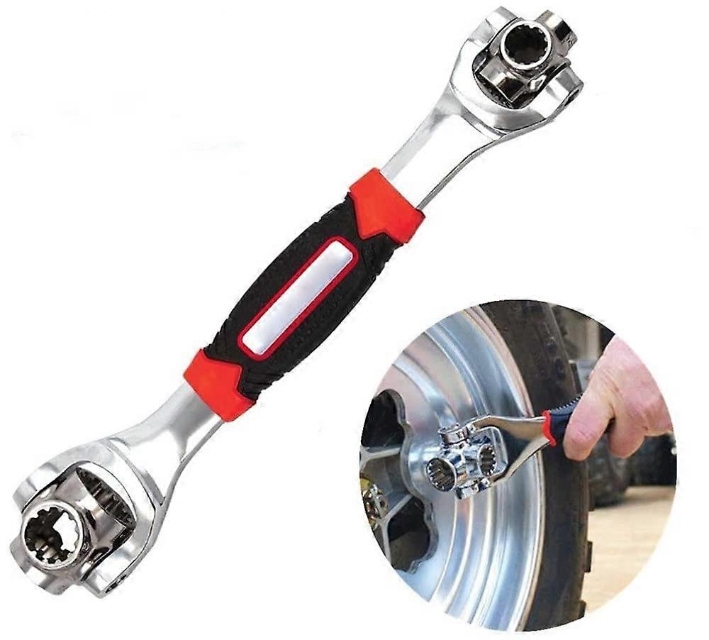 48in1 Multifunctional MultiSocket Wrench with 360 Degree Rotating Head and Rubber Handle, Multi-Angle Dog Bone Design