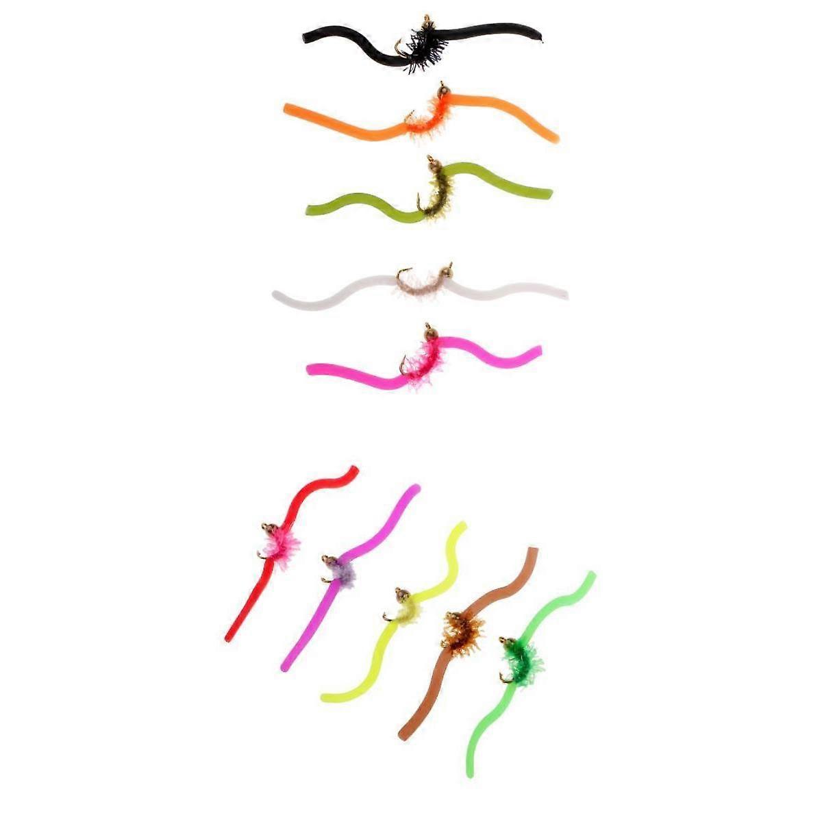 10 stk Squirmy Wormy Trout Worm Fly Sortiment Fiskefluer