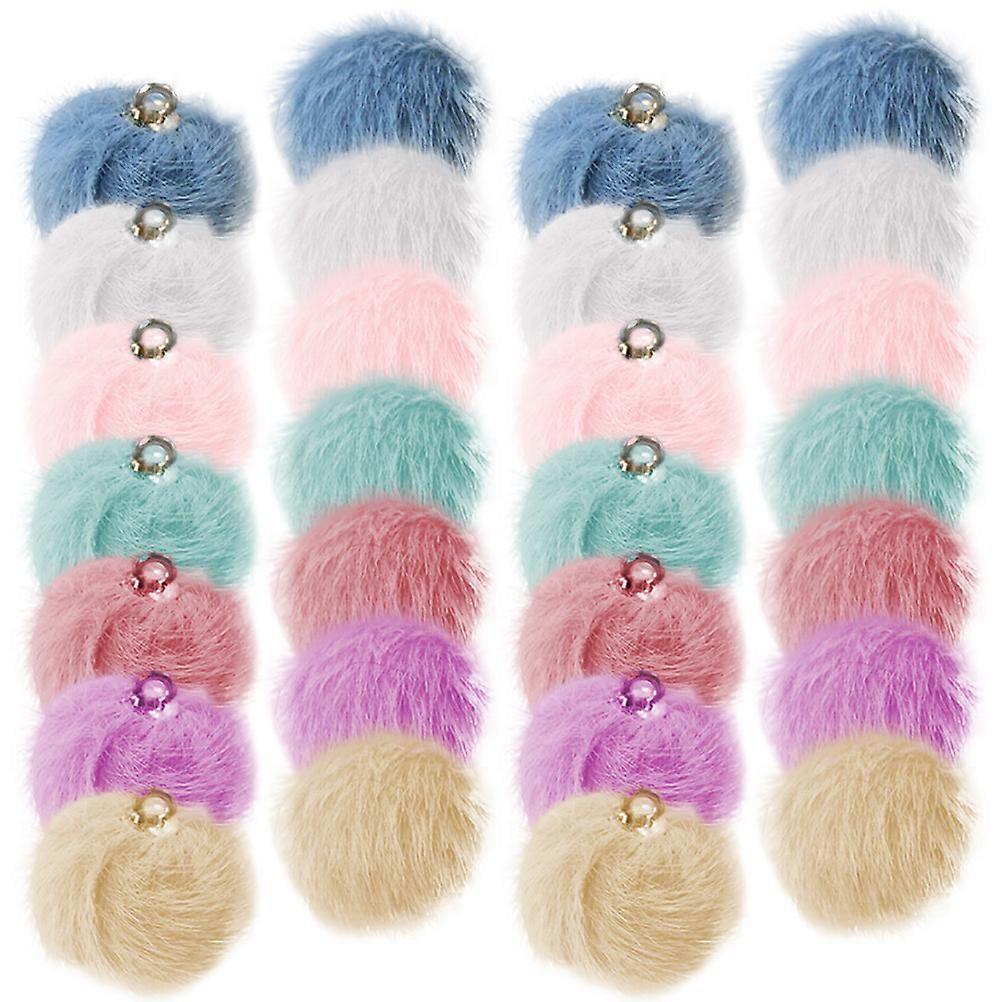 30pcs Woolen Yarn Charms for DIY Jewelry Making – Fluffy Pompom Pendants for Earrings, Keychains & Handmade Accessories