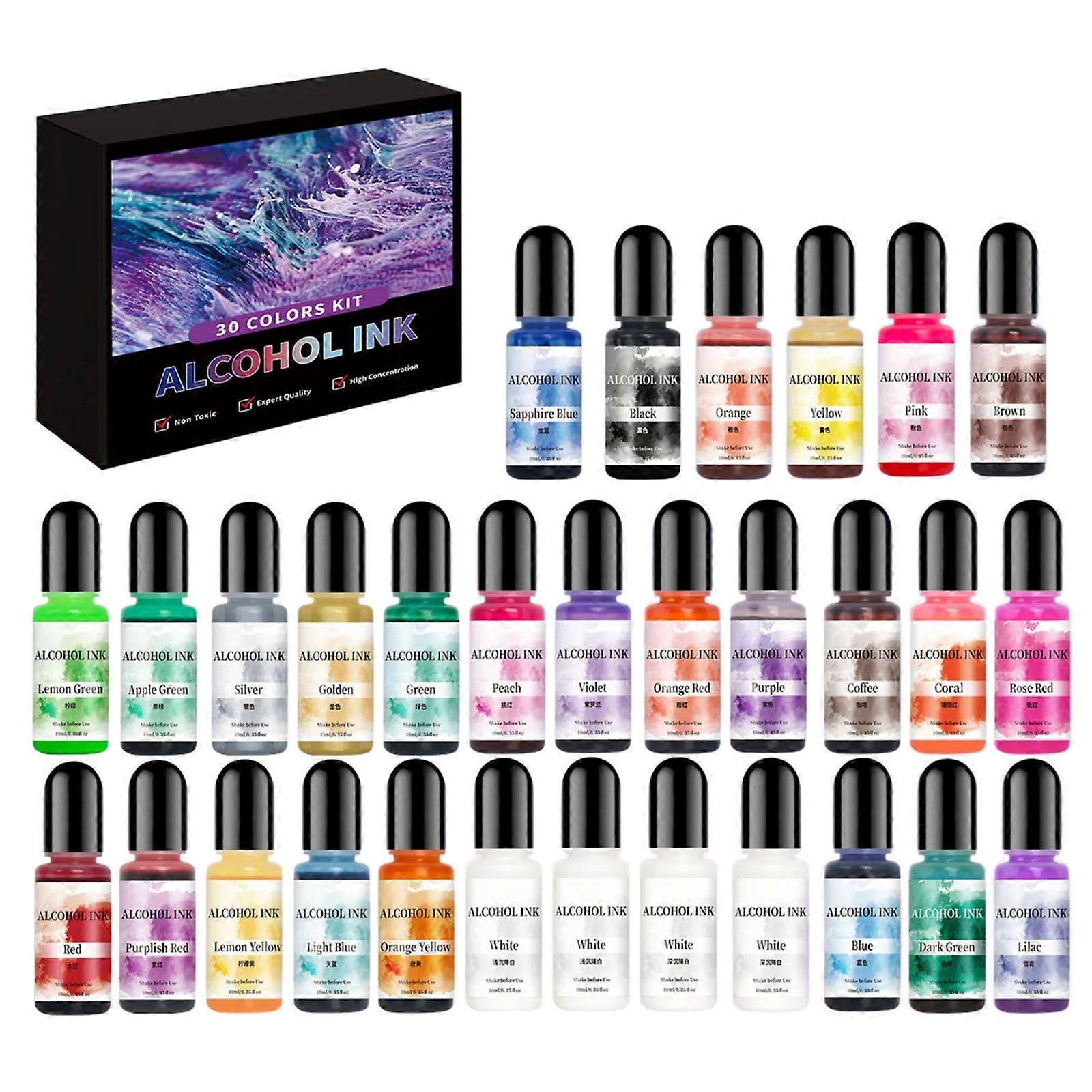 30 Shades Multi Color Ink Set Epoxy Resin Pigment Epoxy Resin Dye Smudging Dye Hand-Making Supplies for Crafting Multicolor