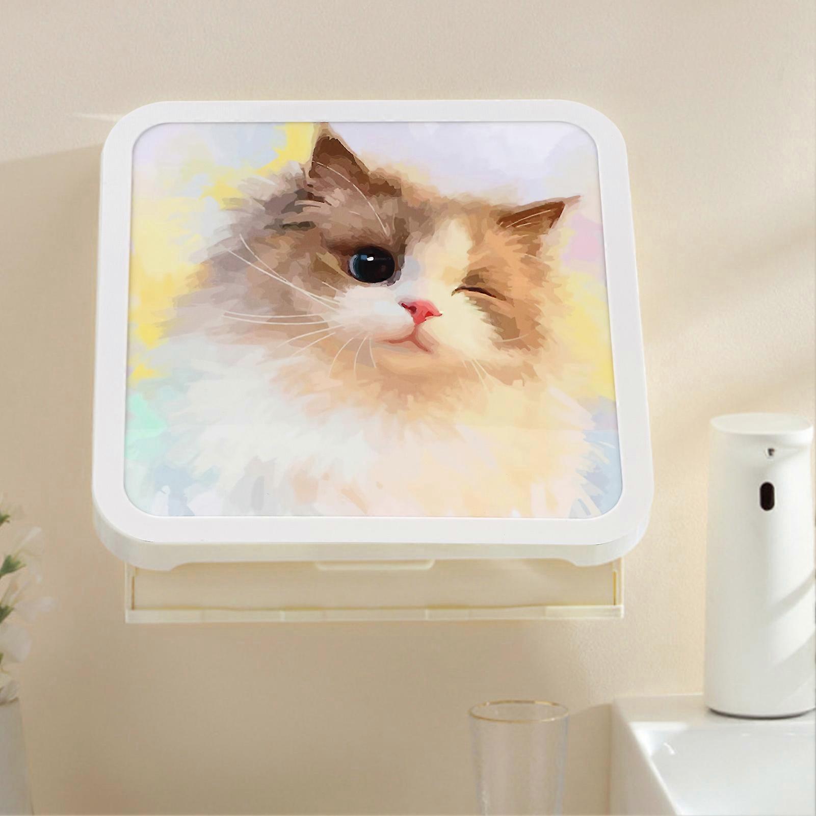 Bathroom Wall Storage Box Large Capacity Multifunction Space Saving Foldable Small Wall Mounted Bathroom Cabinet Organizer Multicolour Cat 