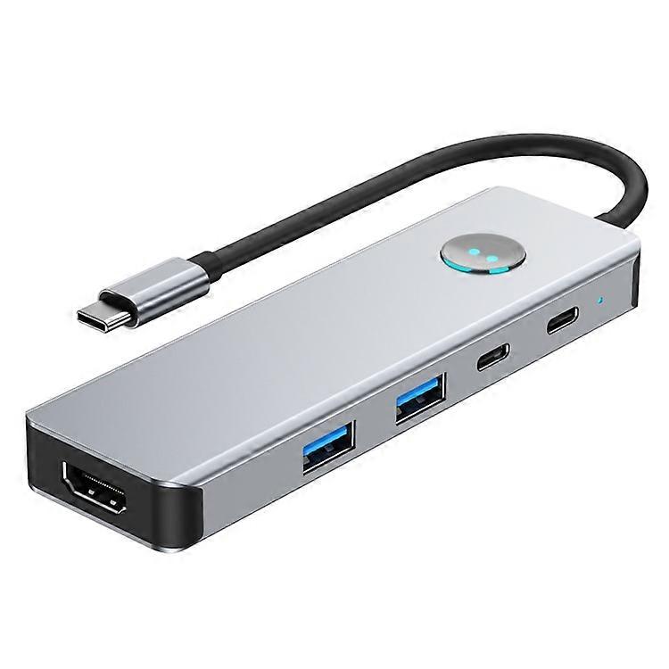 2419 Type-C Hub 8 in 1 Docking Station 4K HD SD / TF USB3.0 PD 100W Laptops Adapter with One-Key Screen Off Function