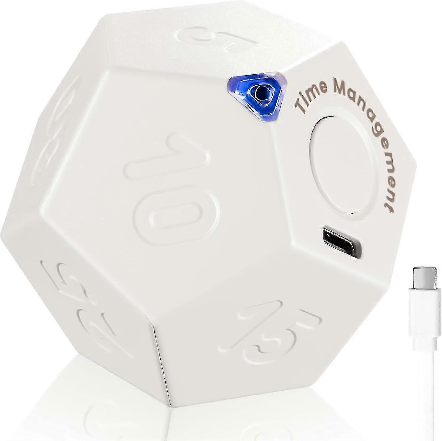 Rotating Cube Timer with Sound,Vibration,and Light Alarm for Productivity,Perfect Desk Accessory for Focus and Work Efficiency