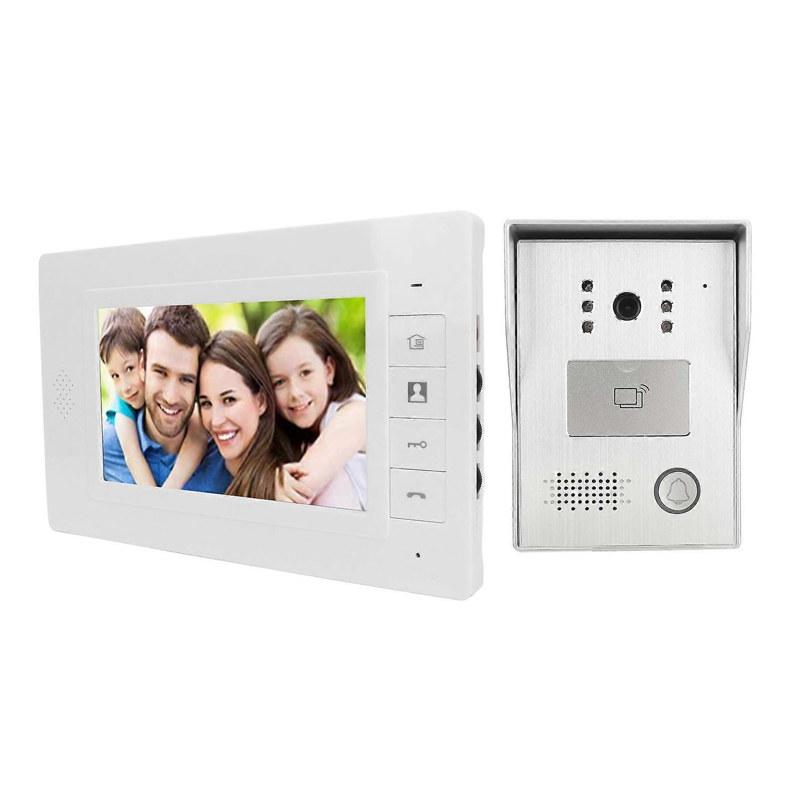 Wired Video Intercom System 7in TFT Colorful Screen Infrared Night Vision Video Door Phone Kit for Villa