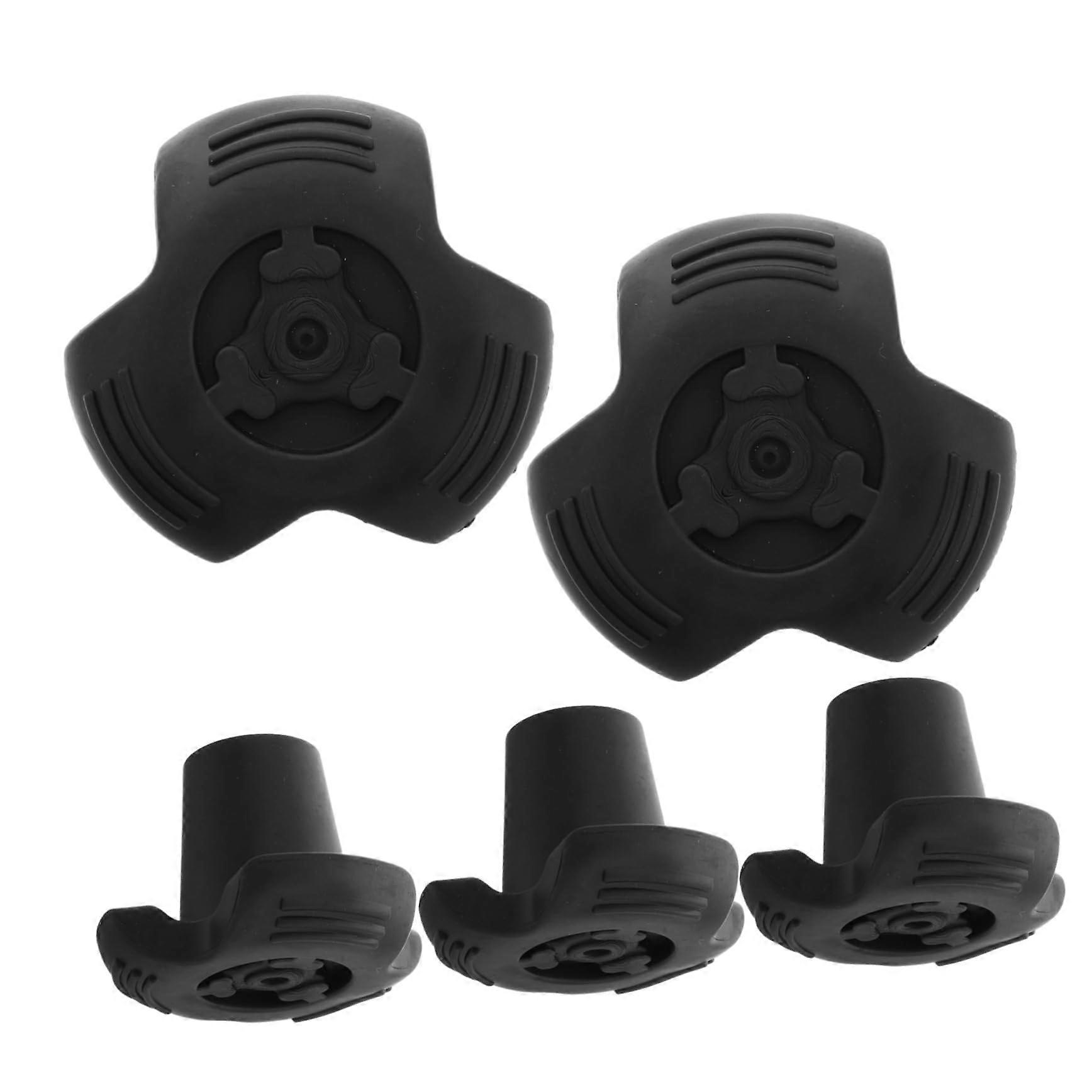 5 pieces trekking pole tips replacement walking stick caps black