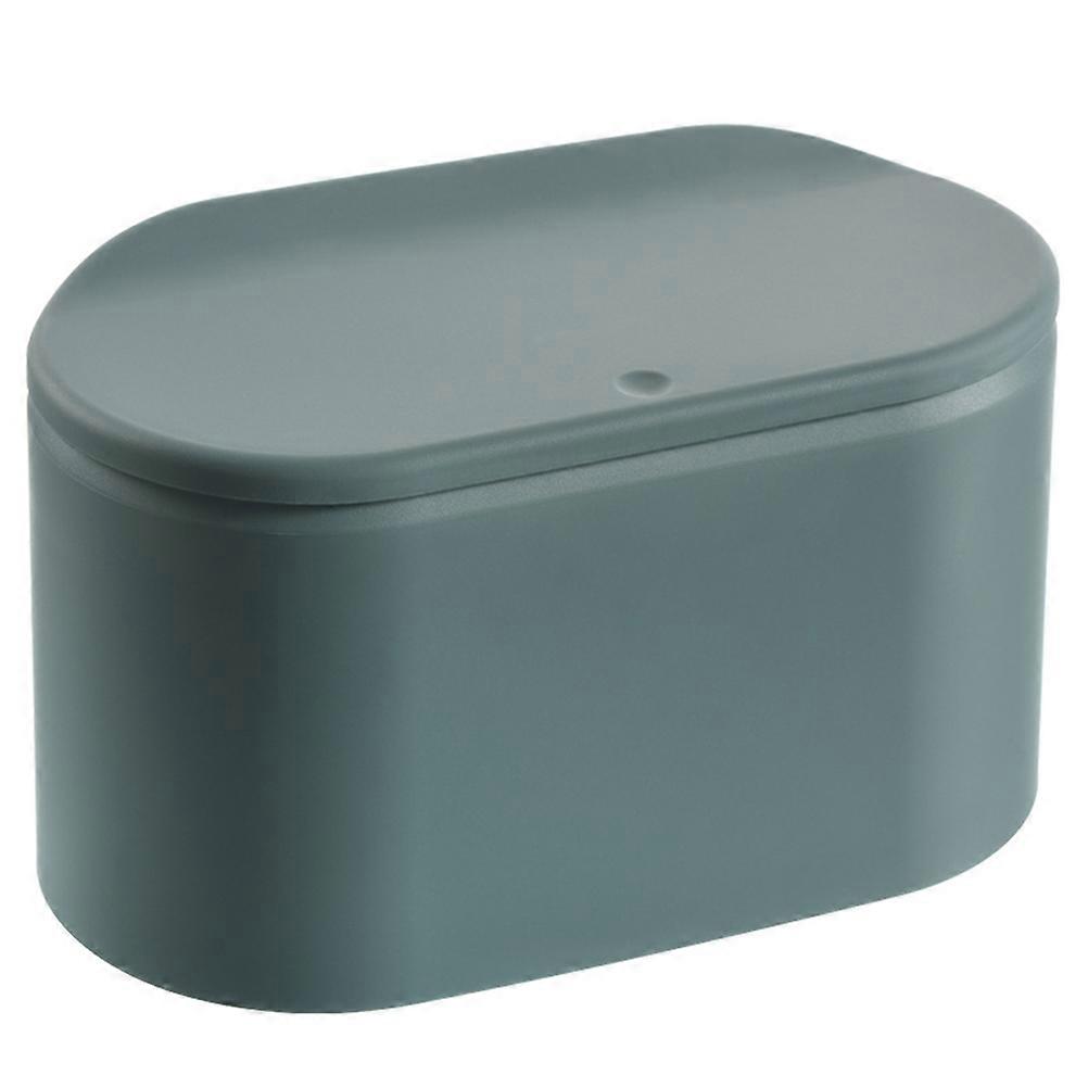 Small Waste Basket For Bedroom Stylish Design Green Plastic 21.3x17.5x11.3cm Lidded 1Pc