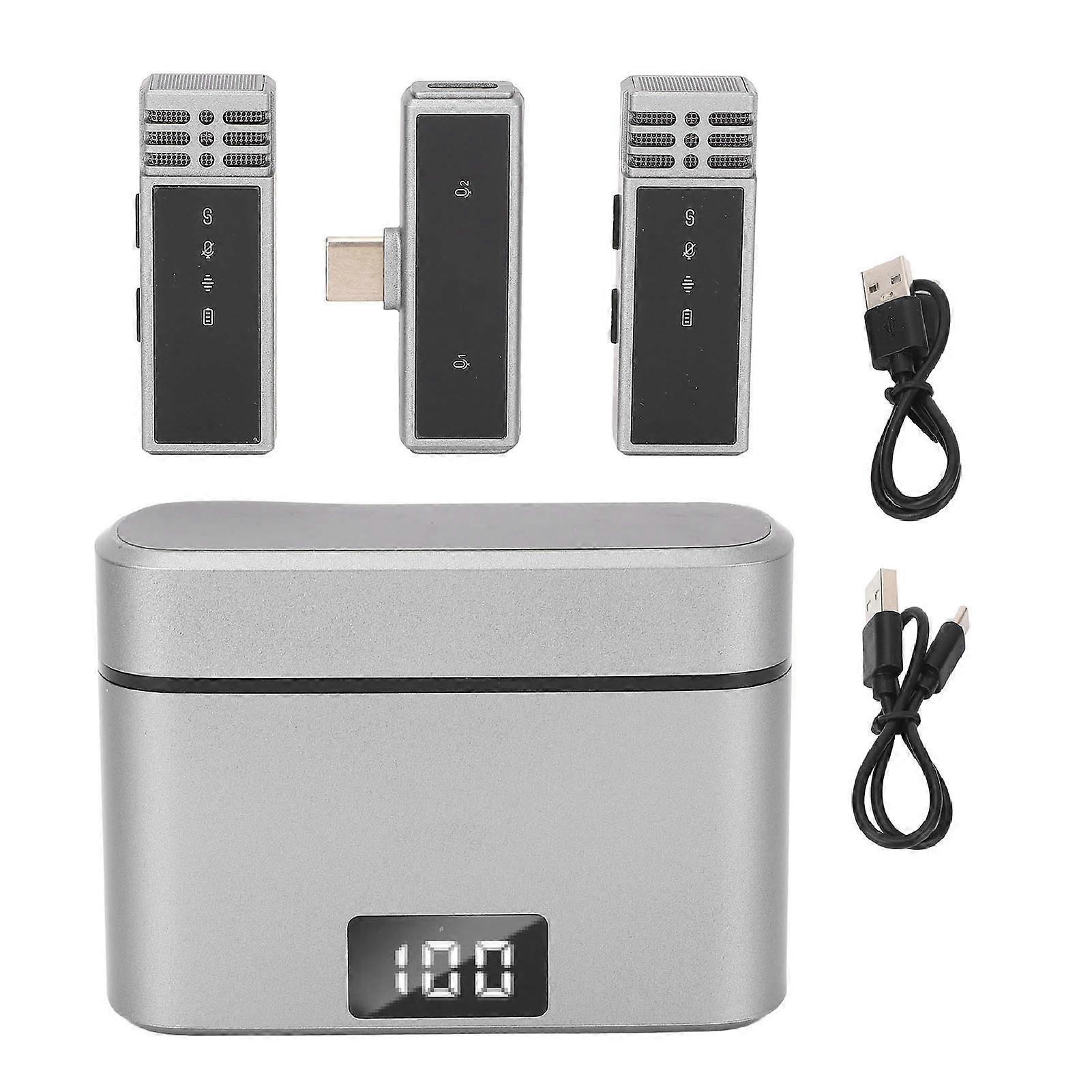 Lavalier Microphones with Charging Case, Type-C, Noise Cancelling, Lapel Clip, for Outdoor Live Mobile Interviews