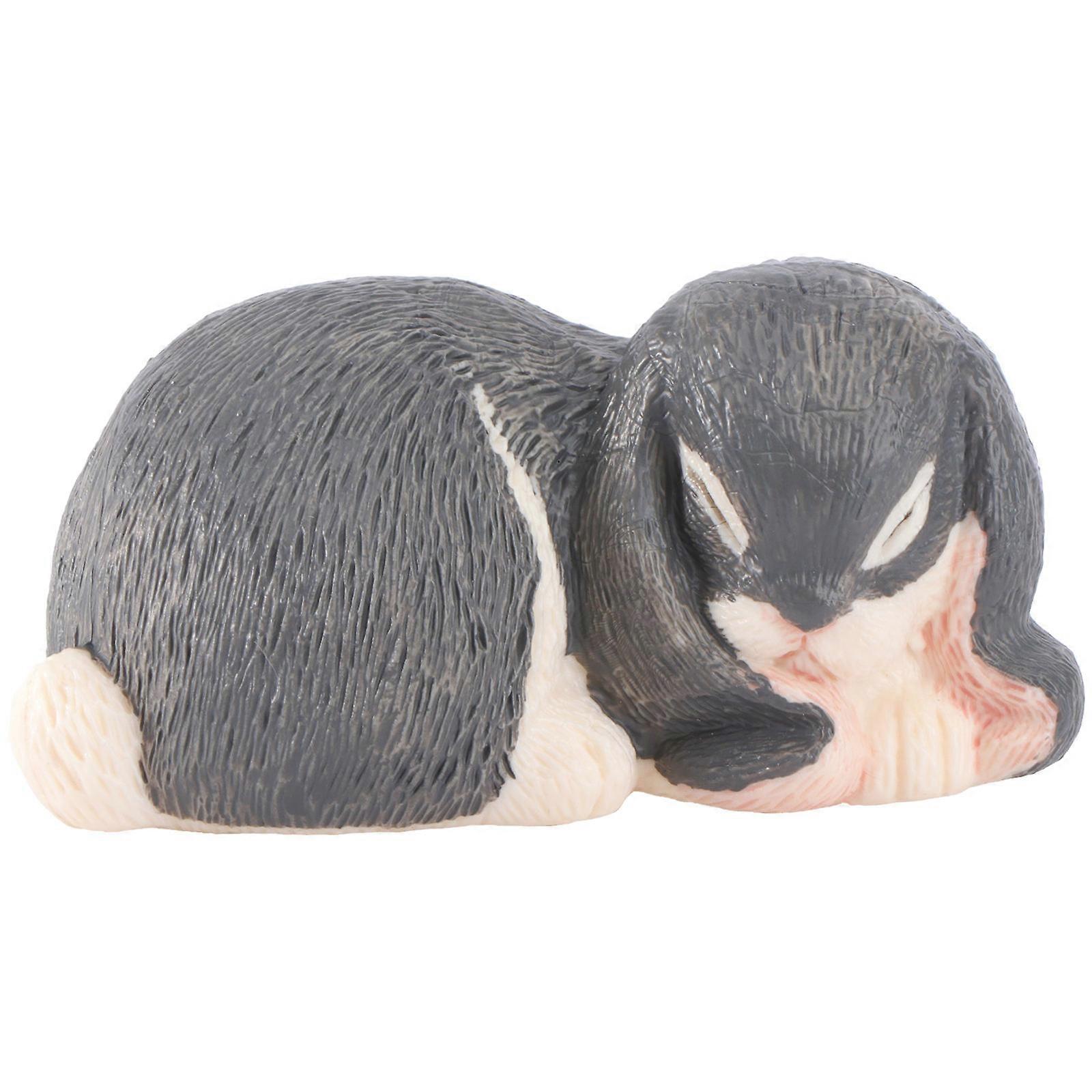 Life Like Bunny Toy Adorable Simulation Animal Rabbit Model Animal Lovers Grey 6x3cm Simulation 1Set