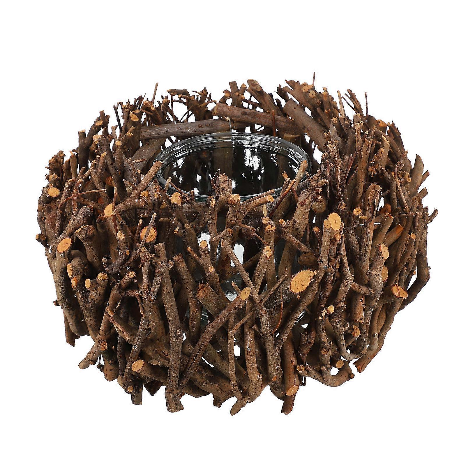 Rustic Birch Branch Candleholders Indoor Decor Nest Modeling Candlestick Brown 24X24X16CM 1Pcs