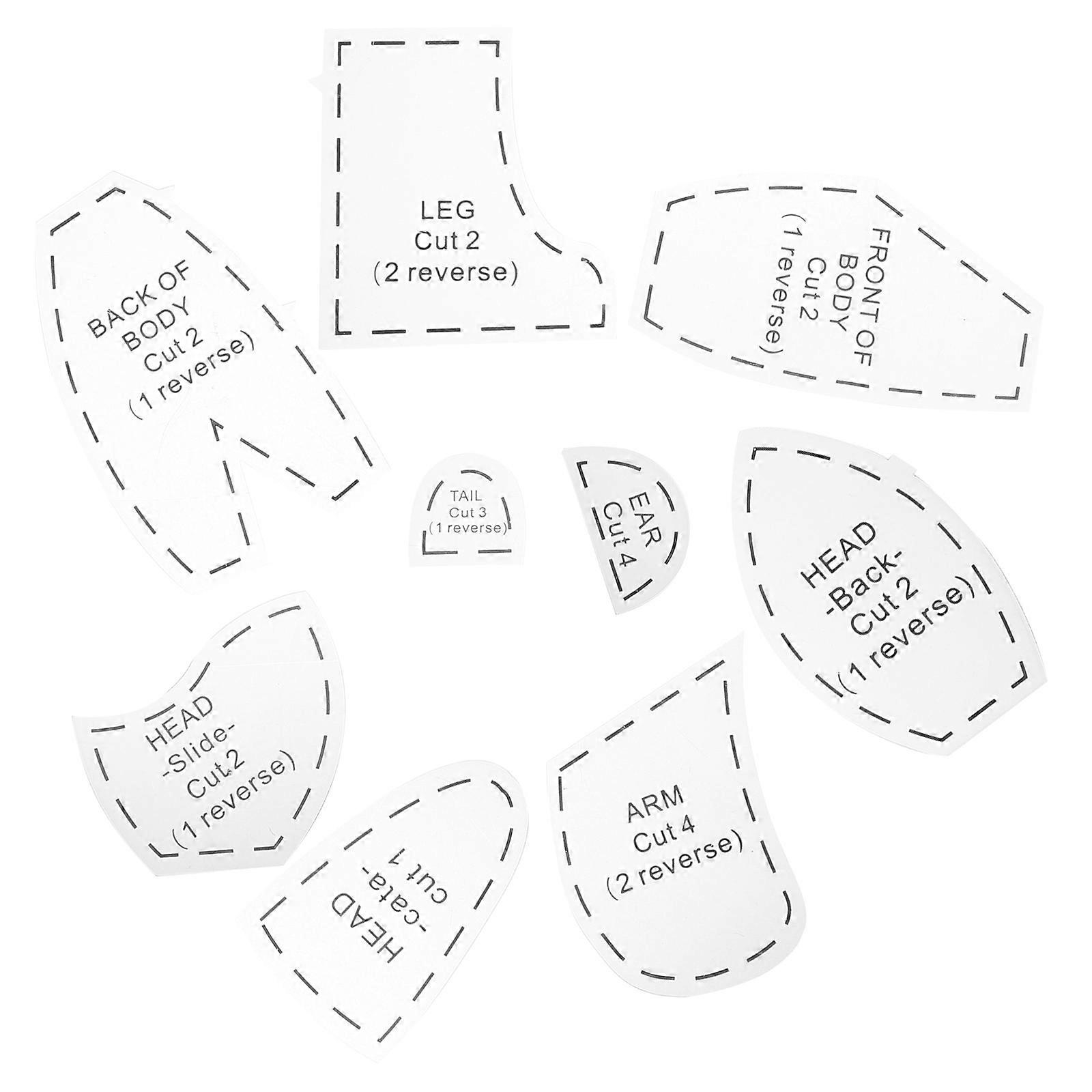 Fournitures de couture Memory Bear modèle règle 12.50X7.50X0.20CM mesurant 10Pcs