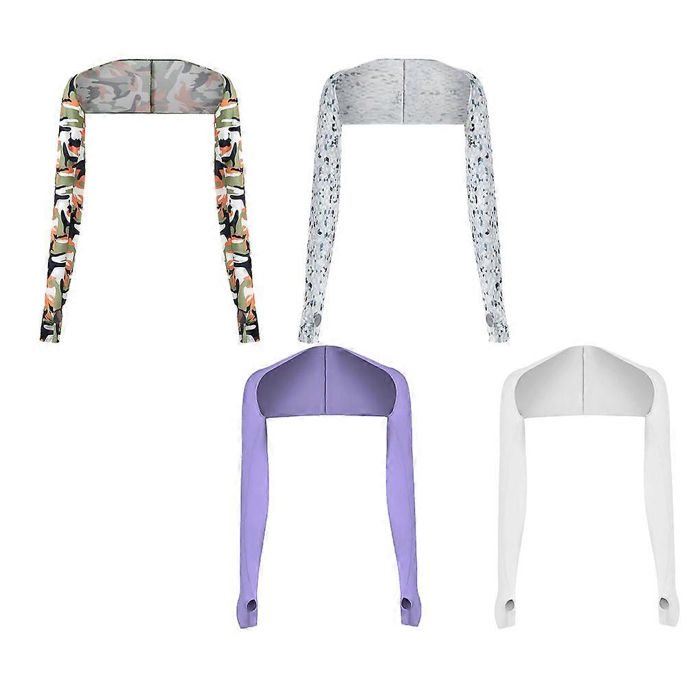 Arm Shawl Sun Protection Sleeves Cover Arms Lavender Simple Design One-Piece Shoulder Design 4Pcs