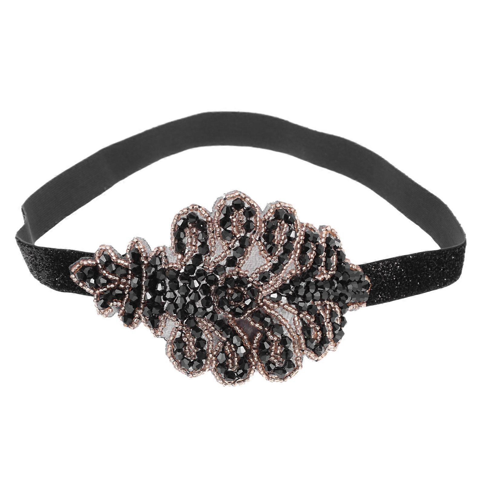 1920S Flapper Headpiece 1Pcs Black Elastic Band for Decor Unique Visual Effect Accessory