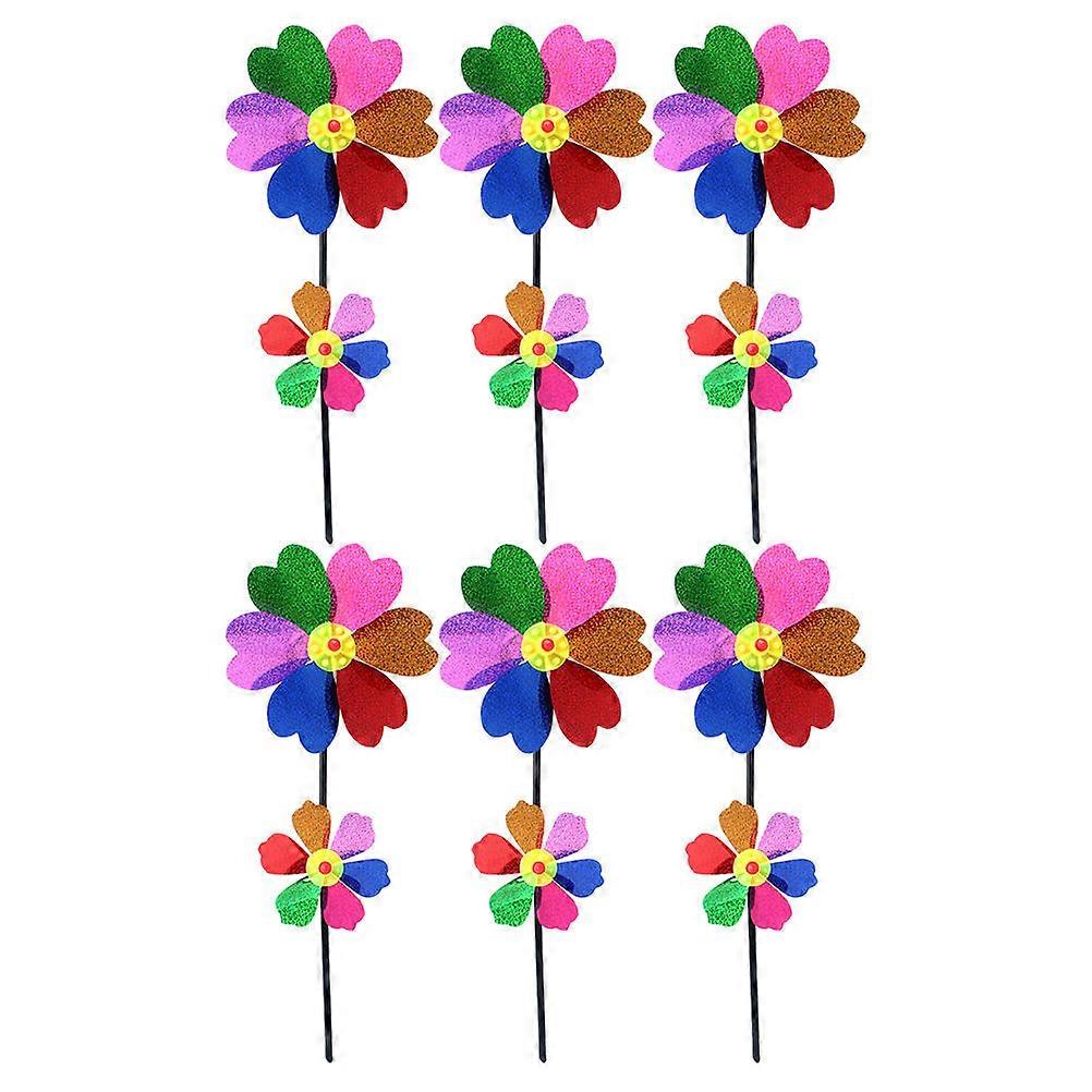 Hemoton 6pcs Sequin Windmill Decor Pinwheel Decoration Funny Outdoor Decorative Windmill