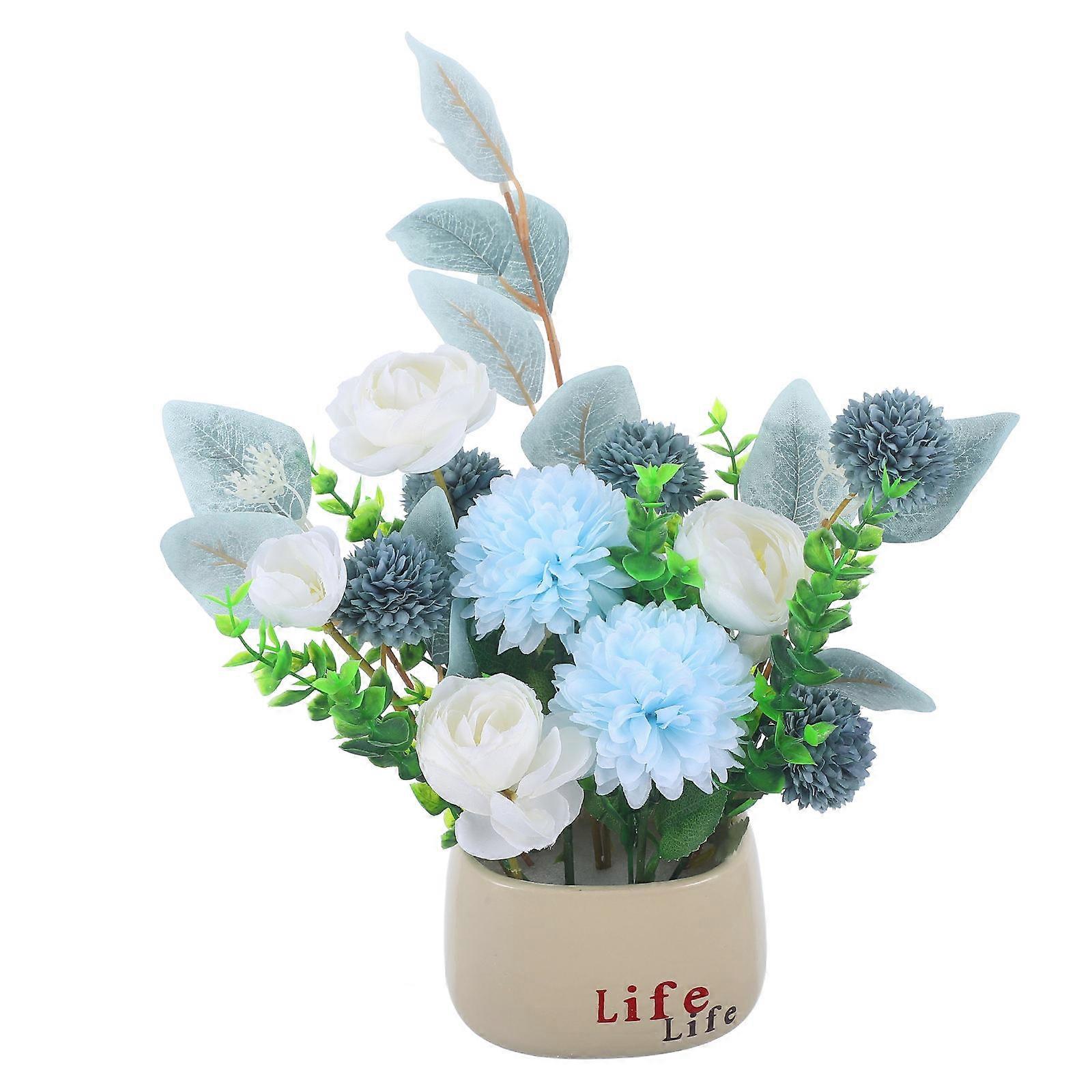 Artificial Flower In Pot Desktop Fake Bonsai Model Indoor Spaces Ceramic Cloth Decoration 1Pack