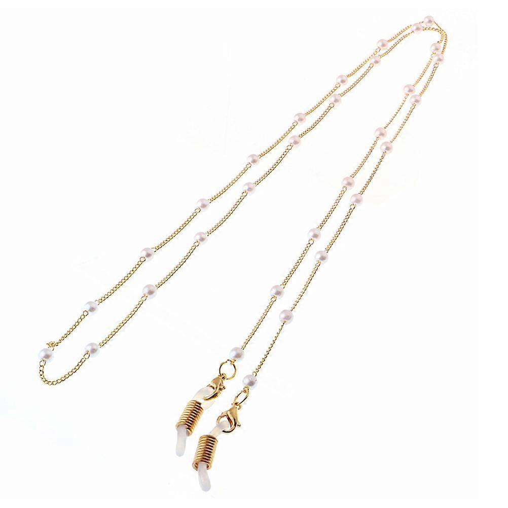 Spectacle Cord Eyeglass Chain Anti Lost Glasses Attachment Pearl Chain Shape Golden 80X0.4X0.4cm 1Pack