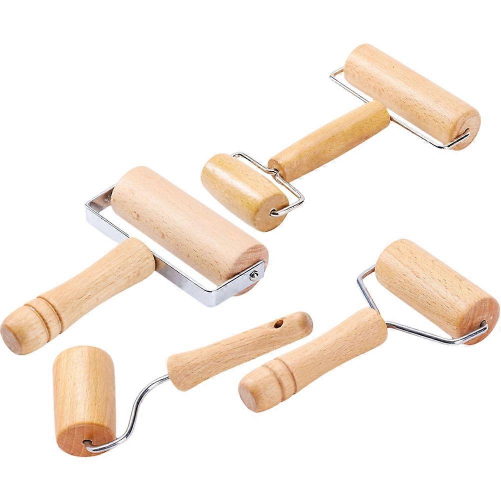 Cookie Rolling Pin Wood Pastry Roller Home Use 4Pcs