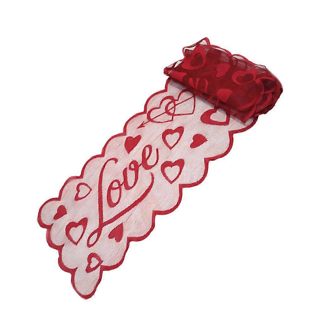 Table Adornment Heart Shaped Table Red 183x36cm Home Party Dinner Polyester 1Pack