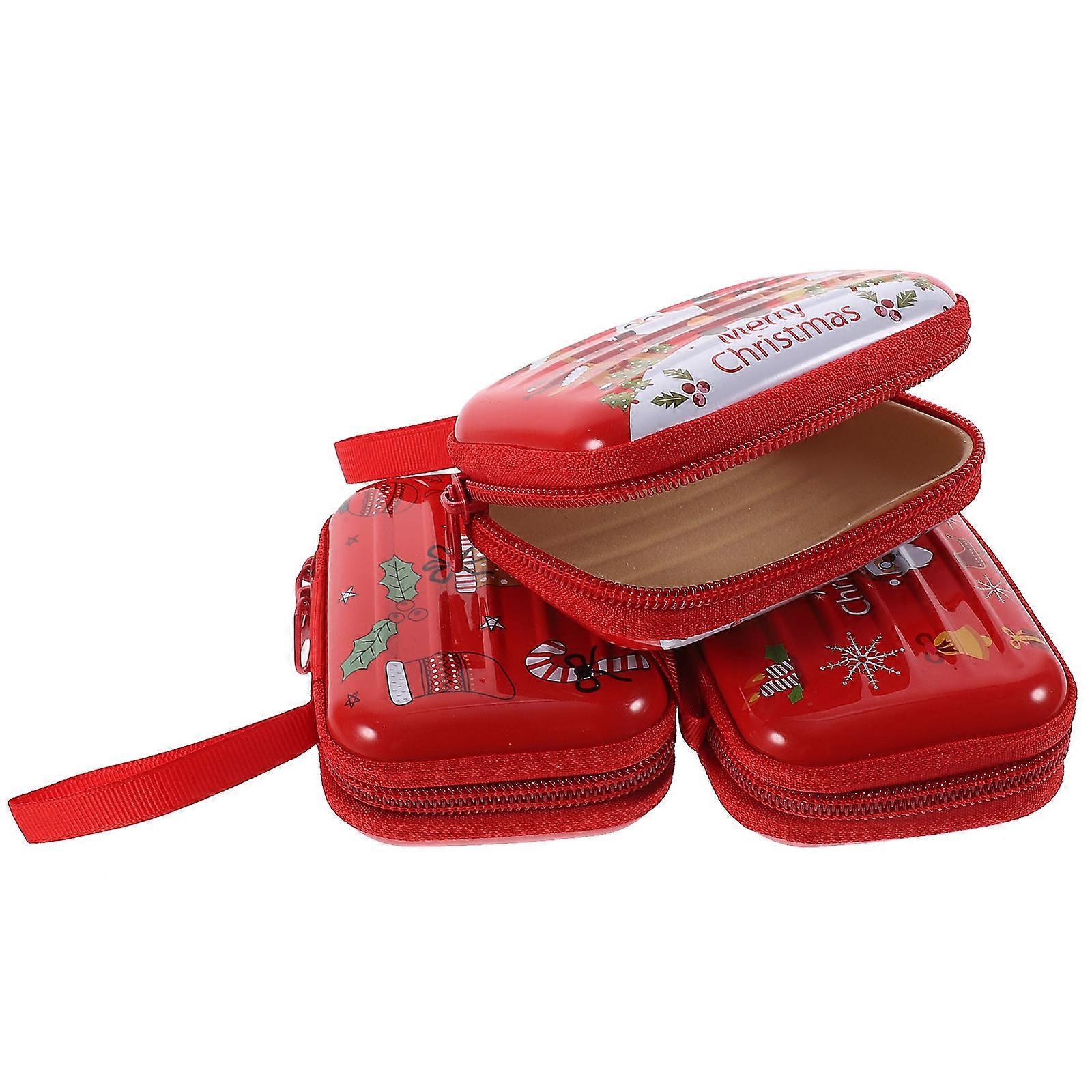 Xmas Tins Holiday Tins With Lids Coin Purse Assorted Color 10X7.5cm Storage 3Pcs
