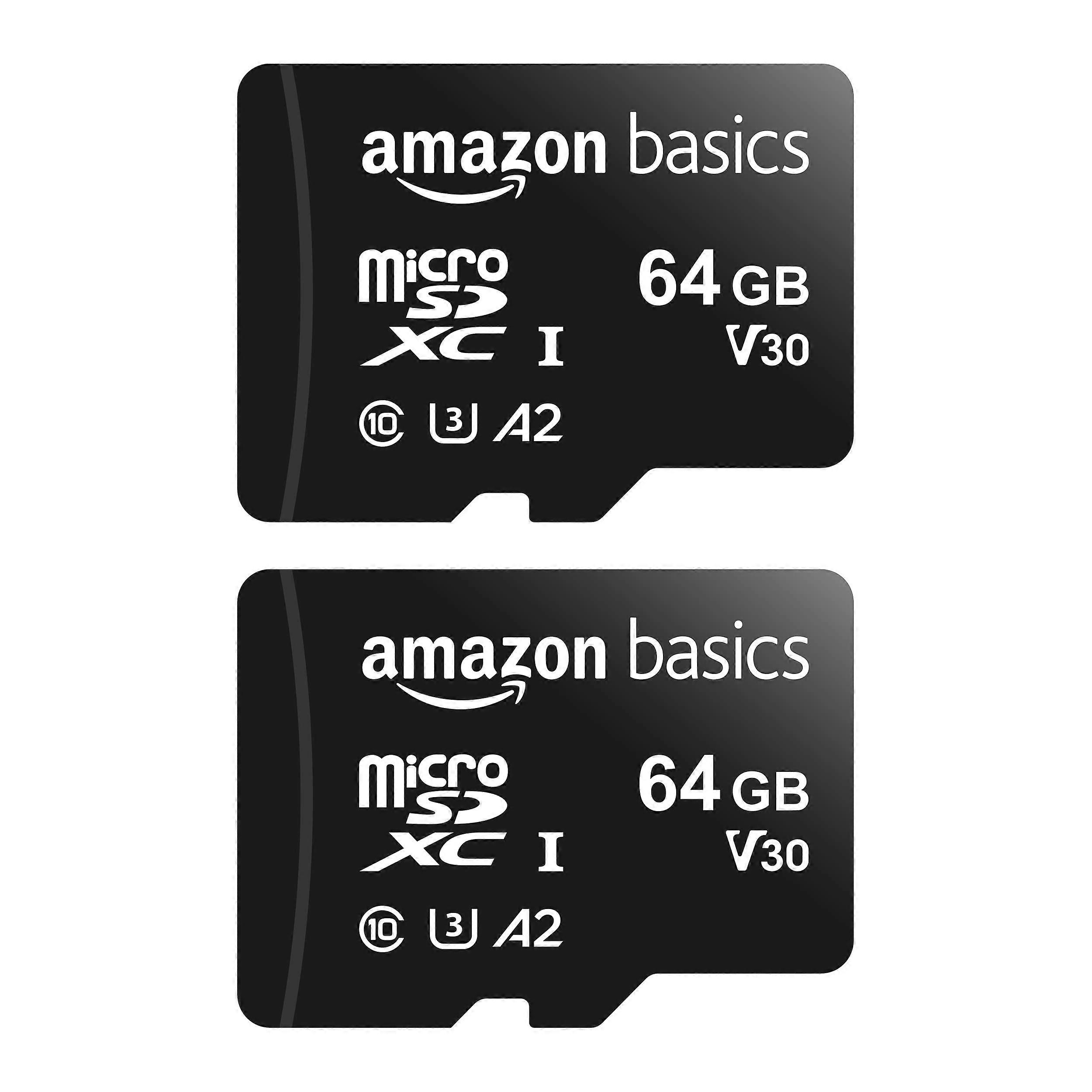 Micro SDXC Memory Card with Full Size Adapter, 64GB,2pcs Black