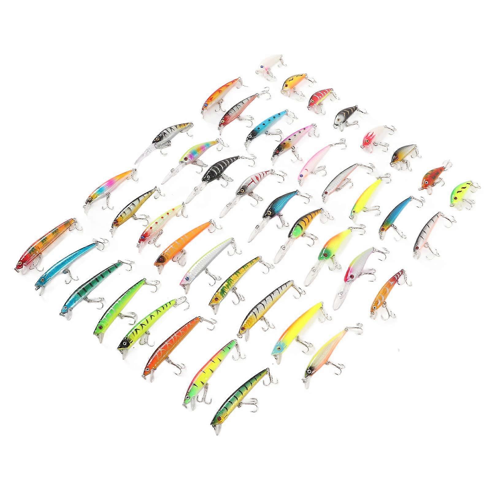43pcs 3D Eyes Minnow Fishing Lure Kit Reusable Metal Simulation Lure for Freshwater Saltwater Predator Fish