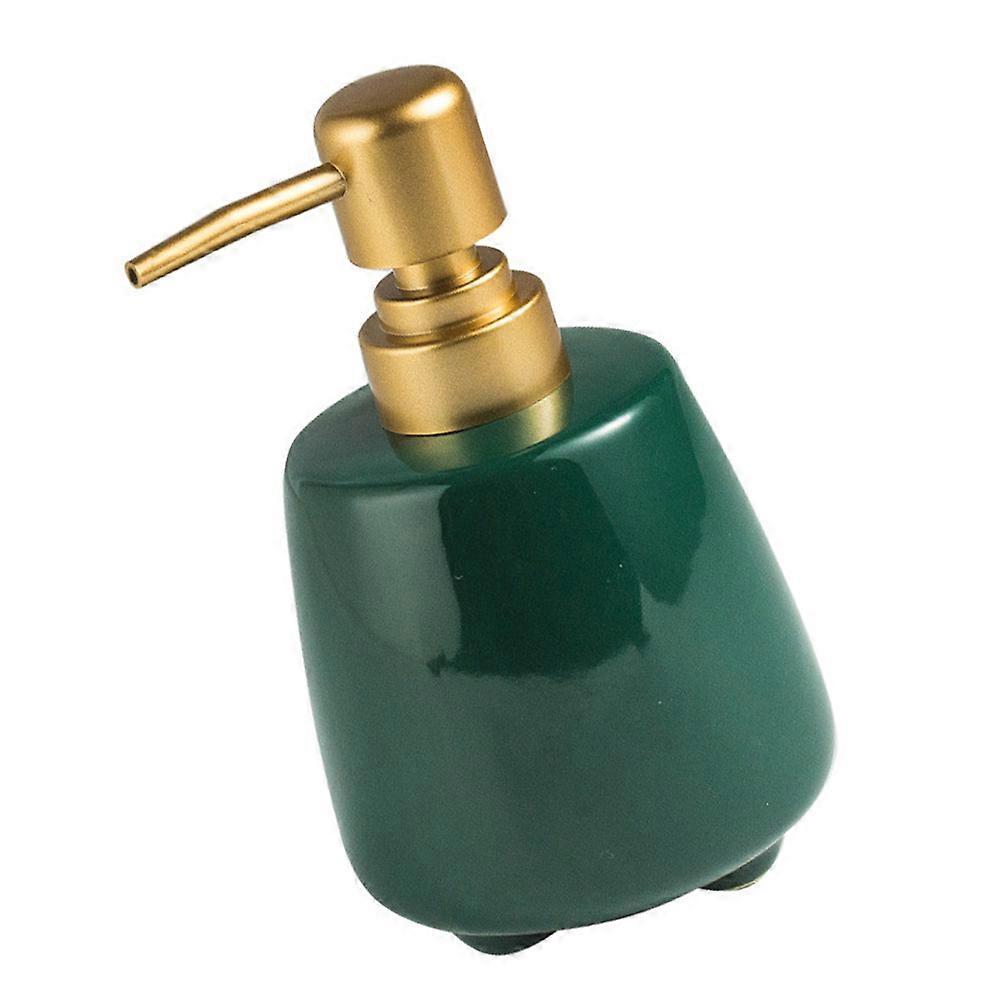 Ceramic Lotion Dispenser Liquid Storage Bathroom Use Round Base 14.5x10cm 1Set