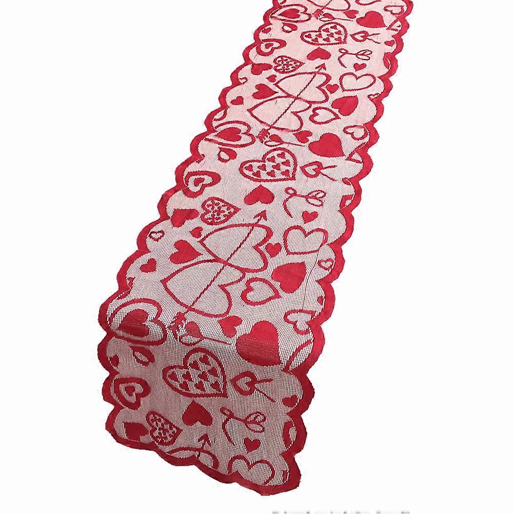 Table Runner Valentines Day Red Polyester Protective Decoration For Home 33 x 183cm 1Pack